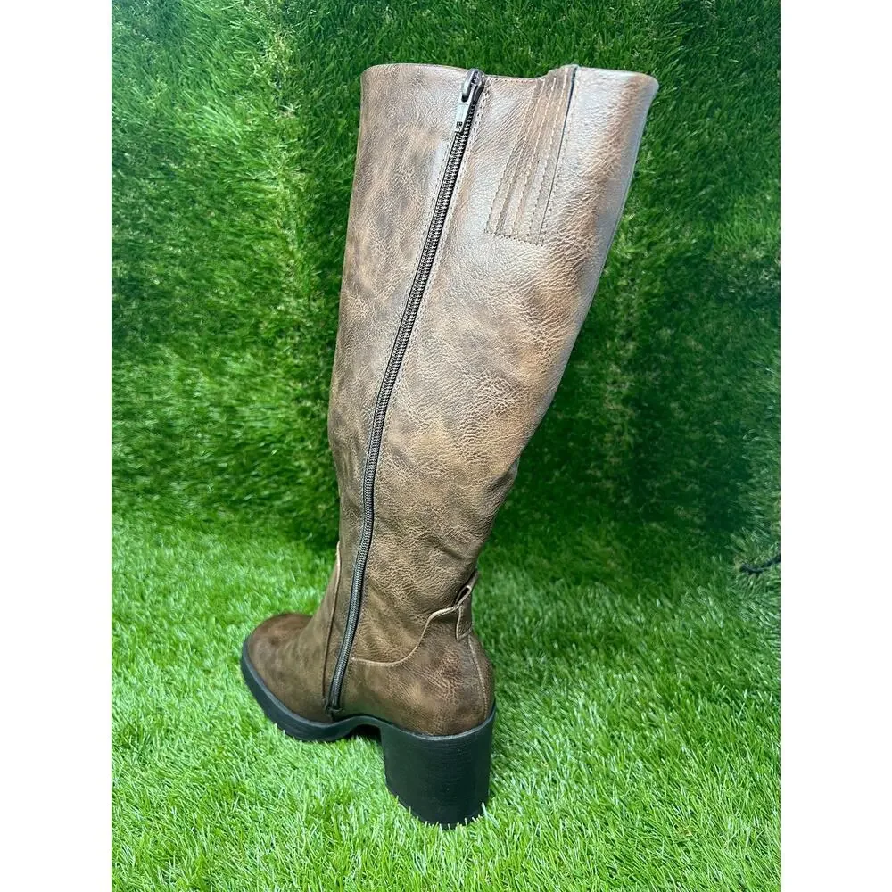 White Mountain Women's 7.5M Mackle Mocha Brown Tall Boots